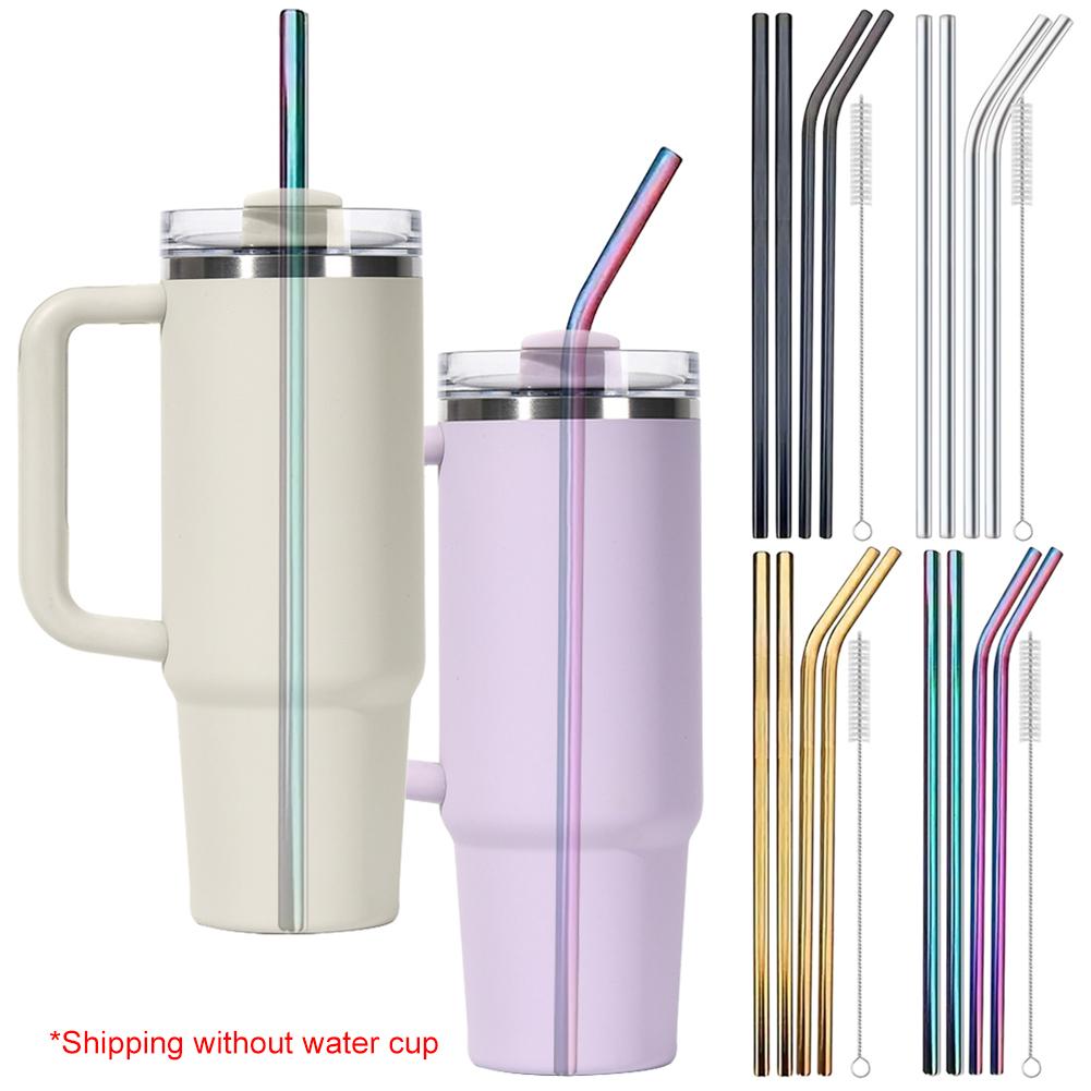 4Pcs Stainless Steel Straw with Straw Brush Replacement Straw Reusable Straws for Stanley 40oz Cup Accessories