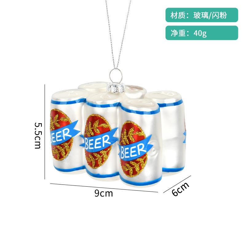 Christmas Decorative Creative Hand-Painted Glass Pendant Fun Cake/Drinks/Food Shaped Xmas Tree Hanging Ornaments New Year Gifts