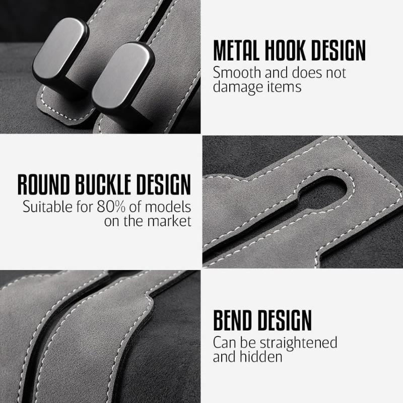 2 Stück Autositz-Rückenlehnen-Doppelhaken, Leder-Autositz-Kopfstützen-Doppelhaken und Handyhalterung, Autositz-Rückenlehnen-Organizer