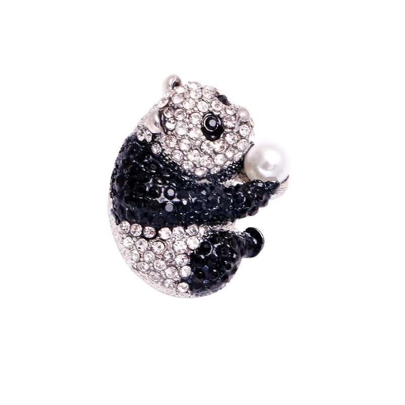

Popular hot-selling rhinestone alloy corsage men, cartoon panda full of diamond pins, brooches, all-match clothing women