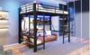 Loft Bed, 140 X 200 Cm, Iron Frame, Storage Compartment, Net for Hanging, Clothes Rail, Open Space Under Bed, LED Light Strip, Without Mattress, Black