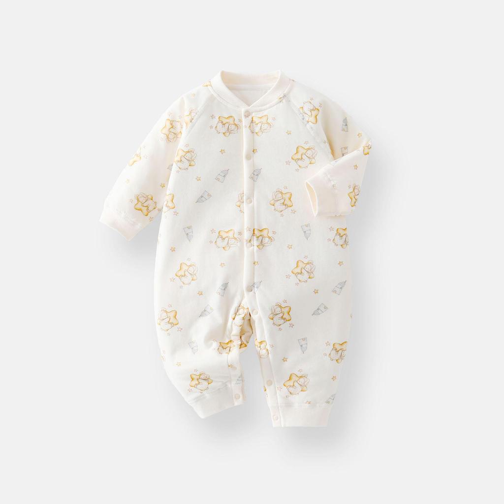 Baby Padded Romper: Warm, Boneless, Thickened Cotton, Double-Breasted, Perfect for Autumn and Winter - 40g Children's Crawling Suit