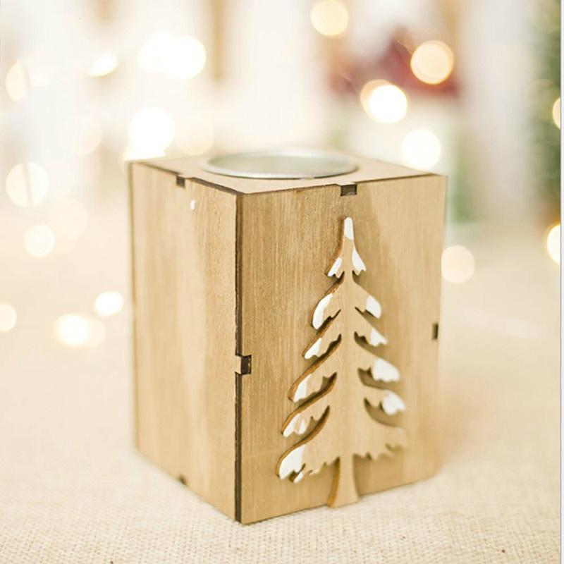 Candlestick Candle Holder Wooden Candelabrum Christmas Mini Creative Beautiful Table Santa Claus