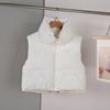 Winter Women Vest Coat Stand Collar Neck Protection Thickened Padded Zipper Closure Cardigan Sleeveless Solid Color Drawstring Lady Down Waistcoat