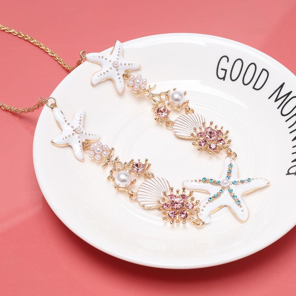 Zinc Alliage de Zinc Strass Perle Bohème Coquillage Collier Série Mer Étoile de Mer Plage Bracelet Vacances