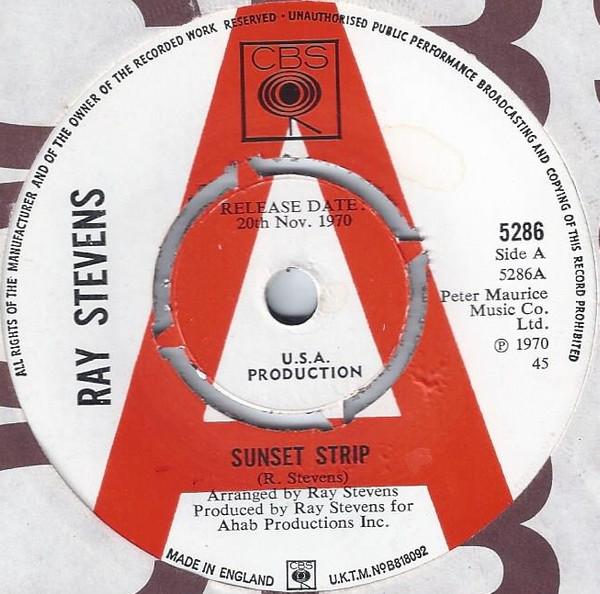 

7inch Record RAY STEVENS Sunset Strip 5286PROMO CBS 1970 UK Rock Used