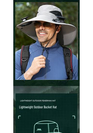 Solar-Powered Wide-Brim Hat with Fan & Face Shield for Outdoor Cycling, Fishing & Sun Protection