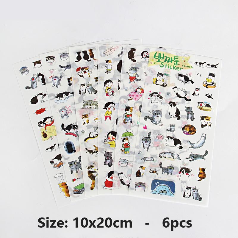 5pcs/6pcs Cute Cartoon Rabbit Animals Sticker PVC Diary Sticker Scrapbook Decoration Stationery Stickers for Cup Mobile Phone