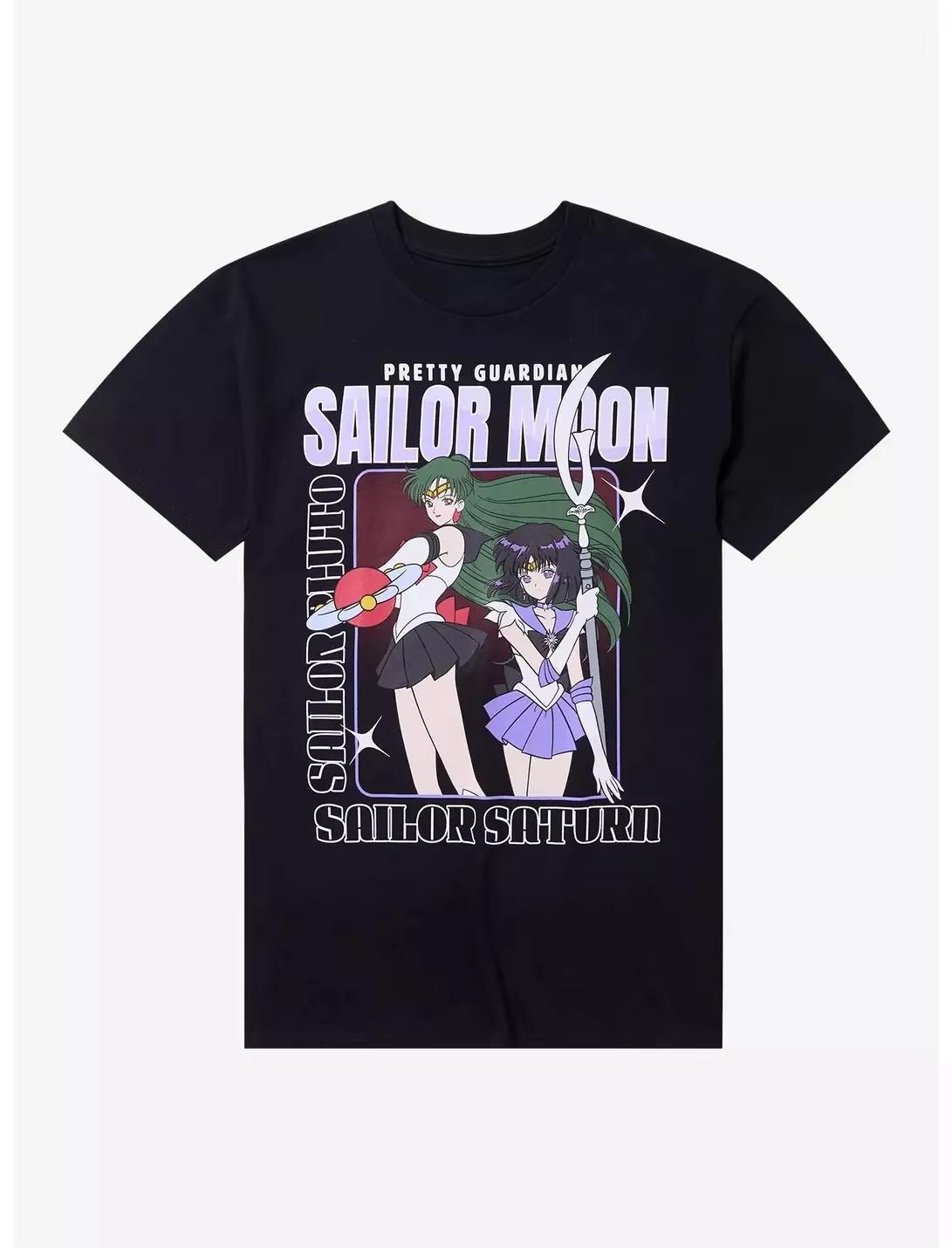 

Pretty Guardian Sailor Moon Saturn Pluto Duo Pure Cotton TShirt Unisex and Women Fashion Casual Summer Short Sleeve Shirt 4XL