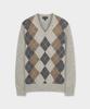 BROOKS BROTHERS Wool Argyle Pattern V-Neck Sweater (Beige) (Bbwnmff401)