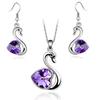 Cigno di cristallo Ciondolo charm amante moda Set di gioielli regalo di compleanno presente Collana Orecchino charm di qualità ragazza appuntamento