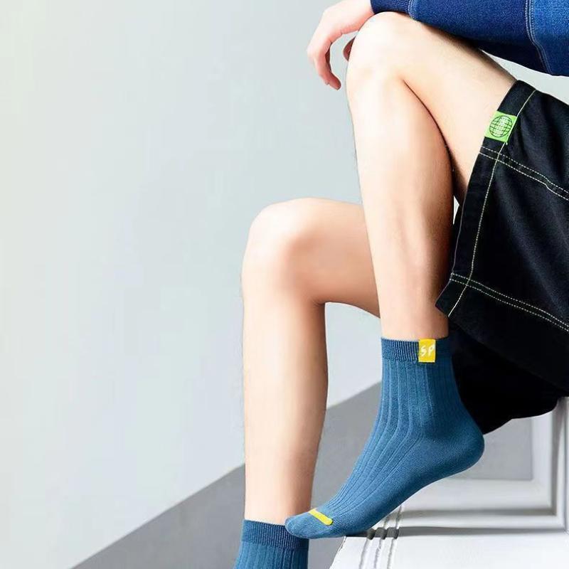 5 párov pánskych trendových ponožiek Color Block Crew, priedušné Pohodlné ležérne unisex ponožky na vonkajšie nosenie mužov na všetky ročné obdobia
