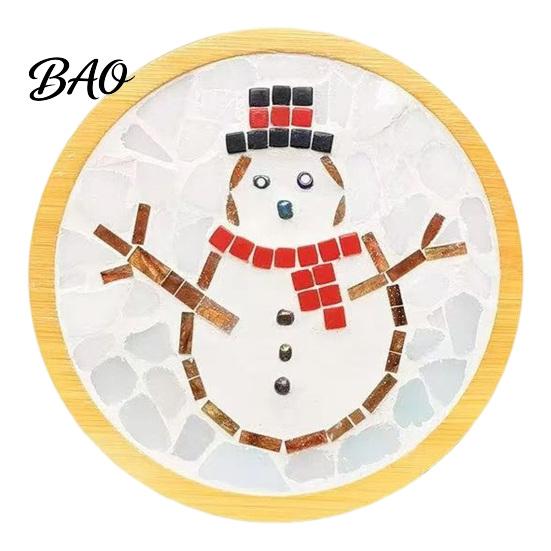 Dekoratives Untersetzer-Herstellungsset Weihnachten Mosaik DIY-Set, Festliches Kunst-Nikolaus-Kranz-Thema Starter-Set Schneemann-Muster, Fliesen-Basteln für Erwachsene, Handgemacht