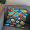 2D Colorful Owls and Fish Pattern Pillow Covers Pattern Cushion Cover Suitable for Sofa Bedroom Car Pillow Cover