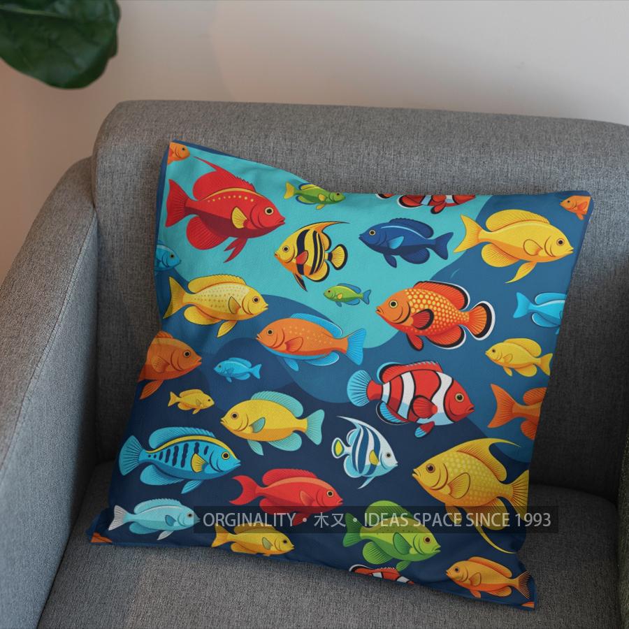 

2D Цветные совы и рыбы Рисунок Наволочки Чехол на подушку с рисунком Подходит для дивана Спальни Автомобиля Наволочка 40x40cm
