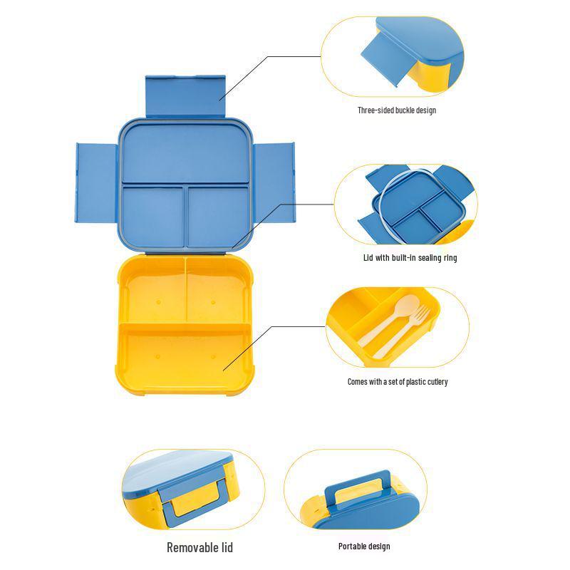 Flip-Top Handheld Bento Box: Student & Office Microwavable Lunch Container, Plastic Sealed.