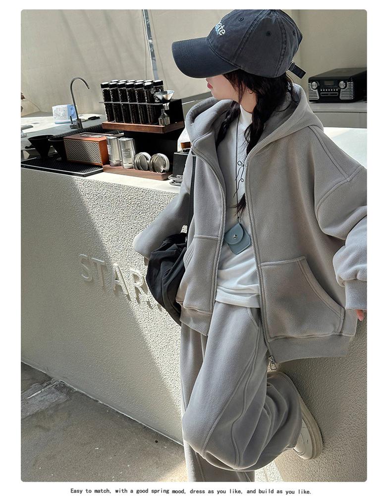 Girls' 2025 Winter Fleece Two-Piece Hoodie Set - Cozy, Stylish, and Sporty