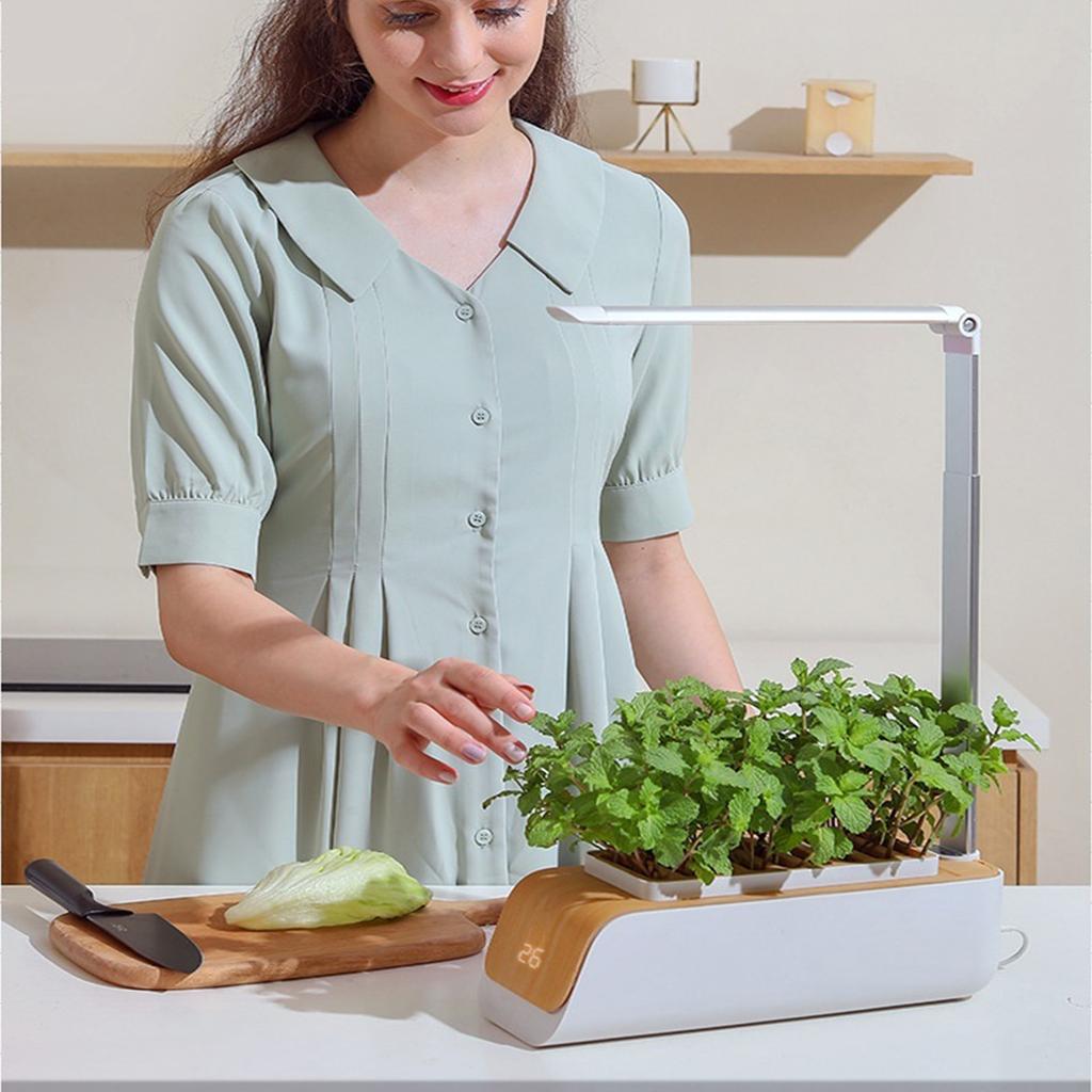 Intelligent Indoor Hydroponic Gardening System With Adjustable LED Grow Light For Vegetables Herbs Soil And Water Plant
