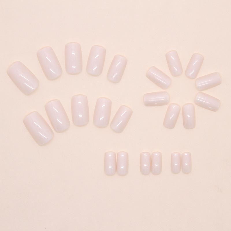 Simple and gentle whitening light powder long European square manicure patch nail piece fake nail piece 24 pieces
