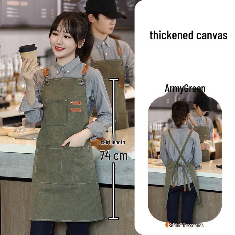 Thickened Canvas Apron for Kitchen, Gardening, Painting, Coffee Shop, Catering, and Cooking