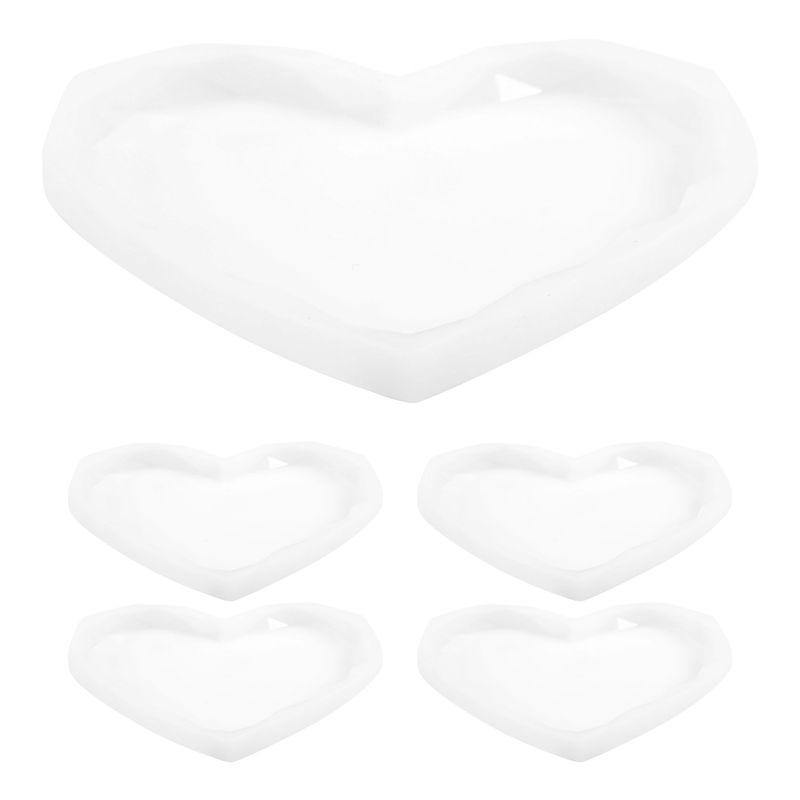 

AEE4-5Pcs Silicone Coaster Moulds For Resin Cup Mats Mould Epoxy Casting Moulds Edge Heart Coaster Molds белый