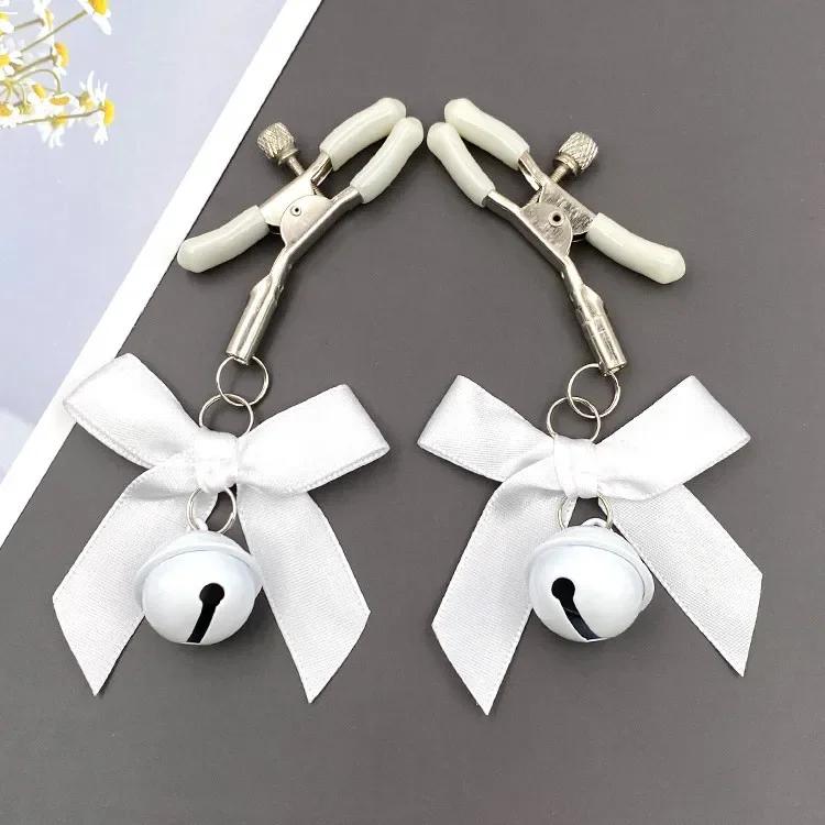 4 Colors Adjustable Nipple Clamp Breast Clip Bdsm Breast Massager Small Bell Sexy Bow Adult Cosplay Flirting Sex Toy for Couples