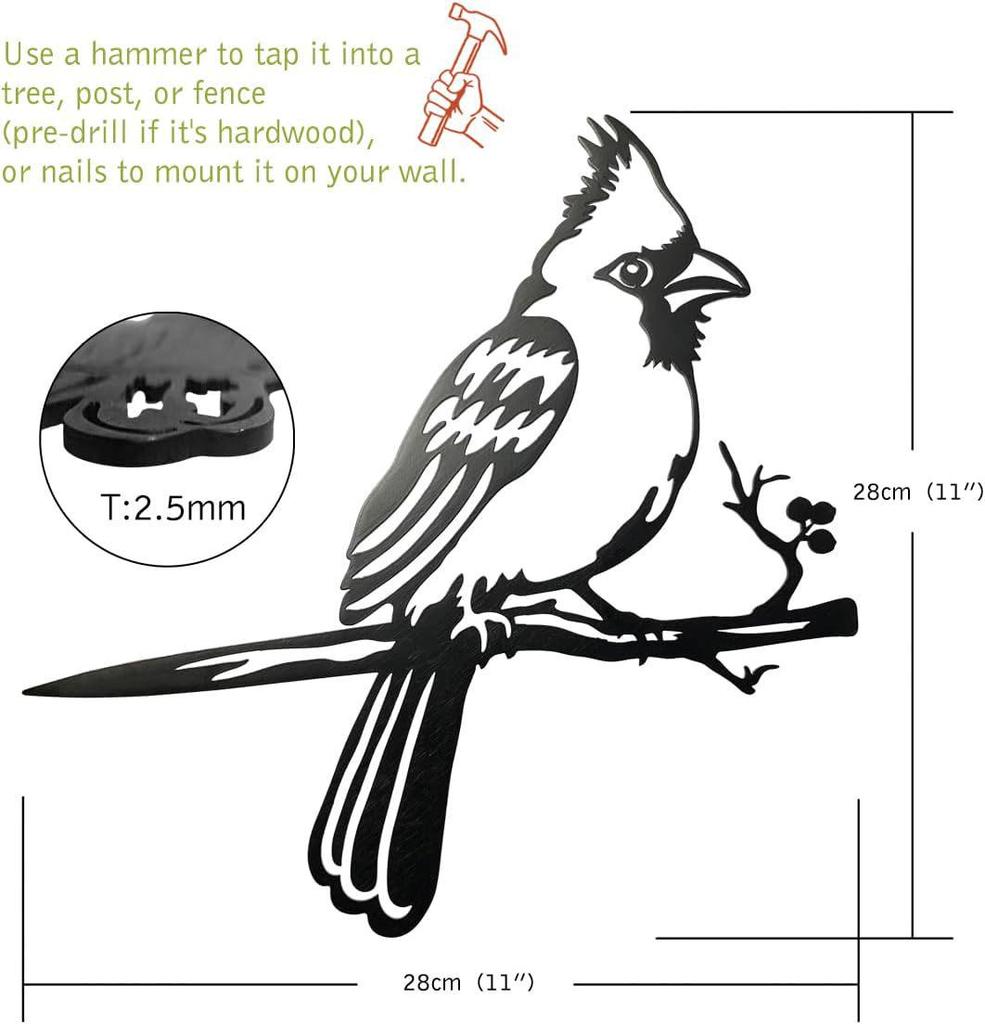 Metal Cardinal Bird Bishop Garden Silhouette Decoration