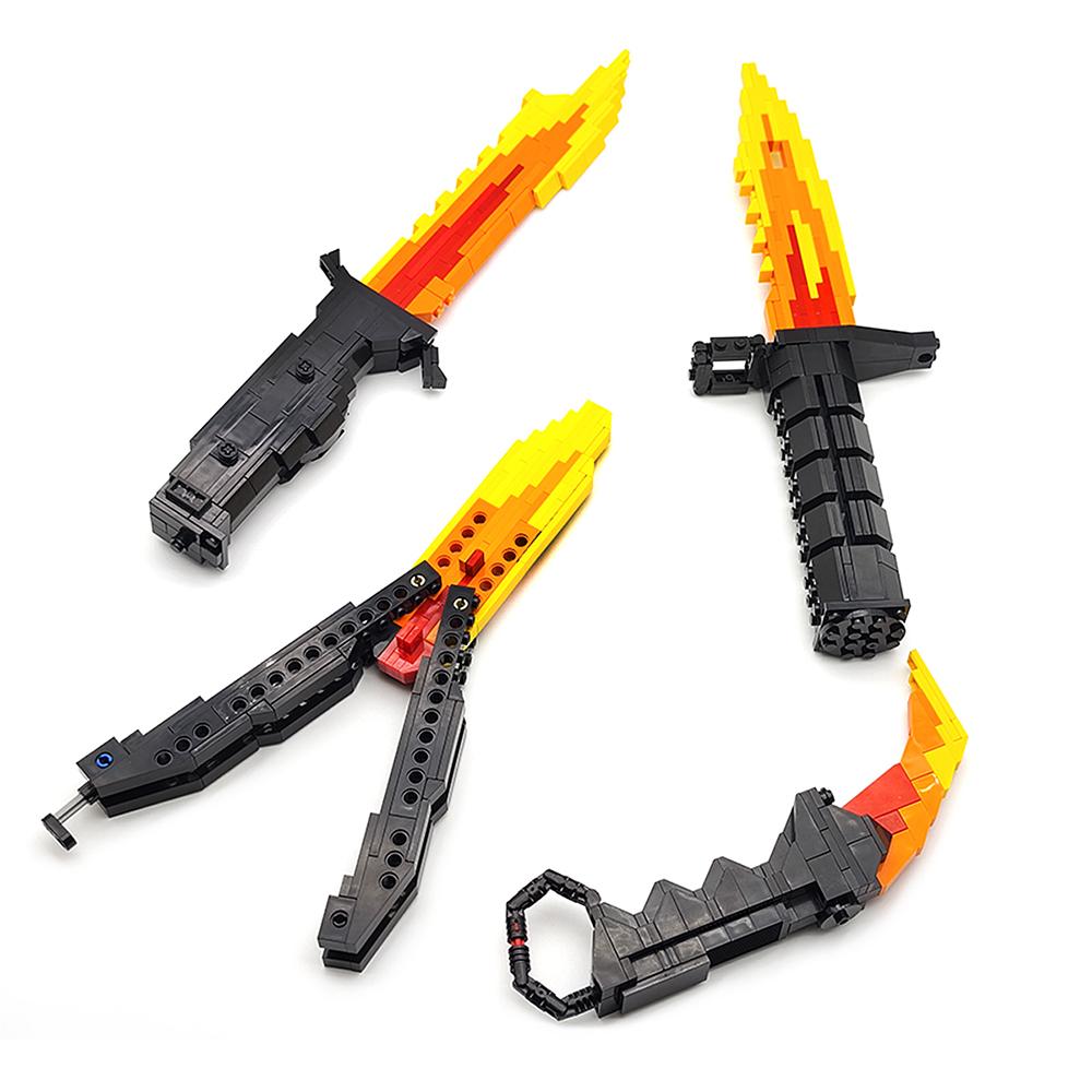 Creative MOC Building Block Short Knife Set Military Bayonet Butterfly Knife DIY Assembly Building Block Sword Boy Toy Gift