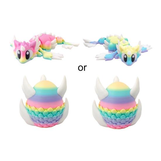 3D Printed Dragon Collectible Mini Egg with Articulated Dragon Inside Colorful Animal Miniature Fidget Toy Desktop Figurine for Home Office Decor