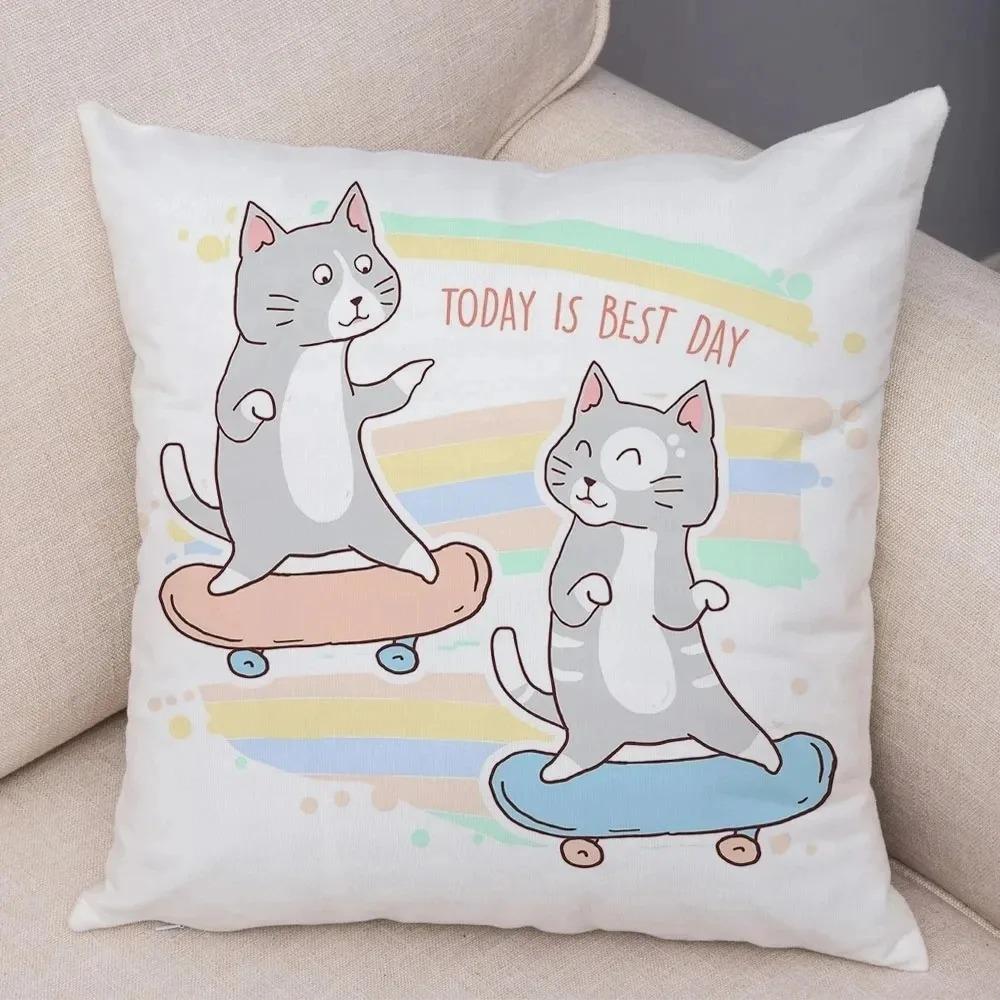 Funny Pet Cat Decorative Pillowcase Living Room Office Home Pillowcase Car Ornaments