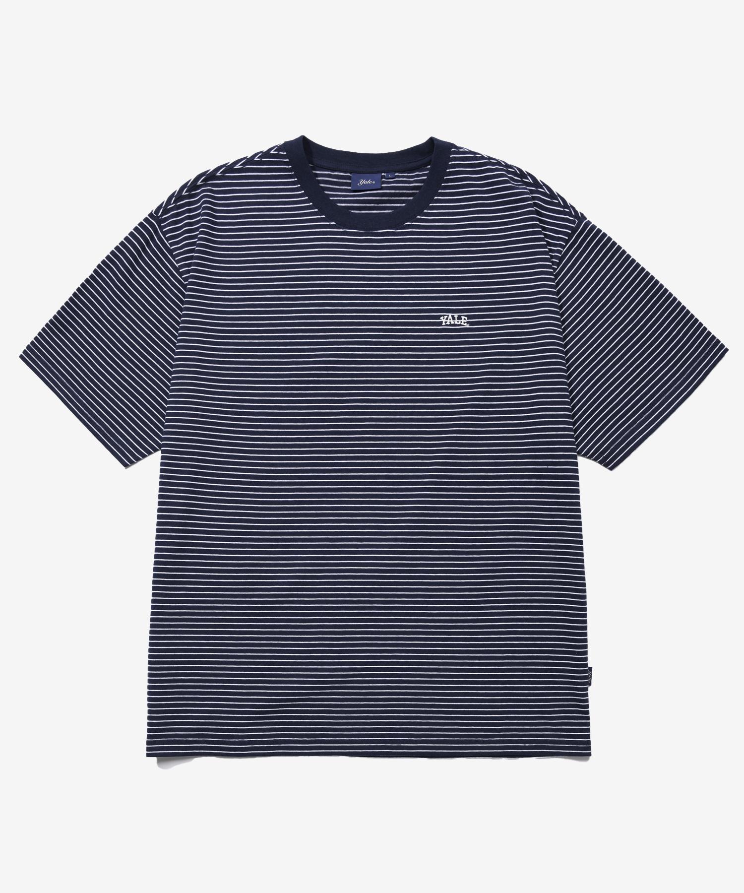 Yale Small Arch Logo Stripe T-Shirt Navy Navy/M