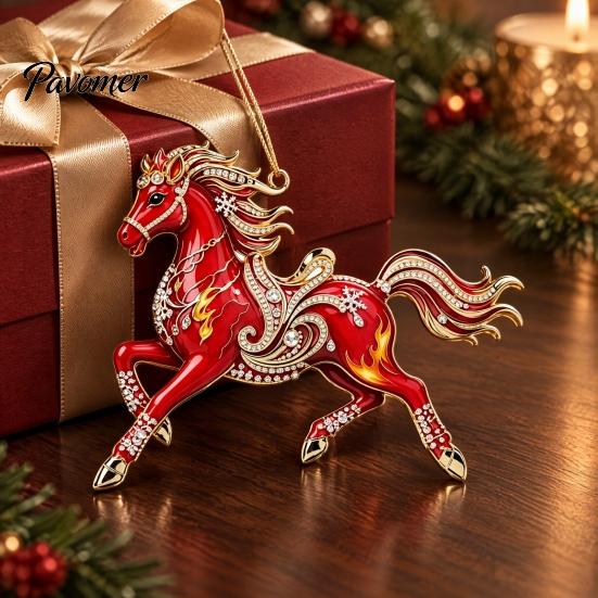 Xmas Party Hanging Ornaments 2 Pcs Zodiac Animals Christmas Ornaments, 2D Acrylic Red Animal Decorative Holiday Pendants Decorations, Chinese New Year
