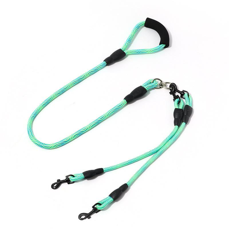Wave Pattern Anti-Tangle Detachable Double Dog Leash