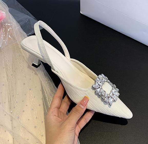 Мода 2024 года Знаменитости обувь дамы полосатые сандалии из ткани с кристаллами пряжка — фото 7