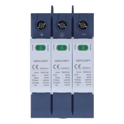 Dispositivo de Protección contra Sobretensiones 40KA 3P SPD Protector Fotovoltaico Instalación en Carril DIN CC 1000V