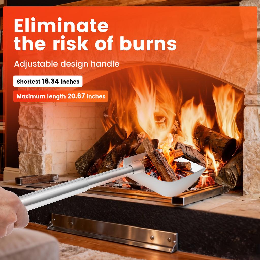 Adjustable Fireplace Shovel 41.5-52.5 CM Retractable Stainless Steel Fire Pit Shovel with Hollowed Out Sieve Mesh Cleaning Tools