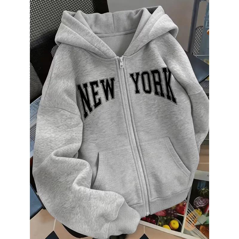 Women's 3D Printed Zipper Hooded Sweatshirt, Long Sleeves, Casual Sport Style