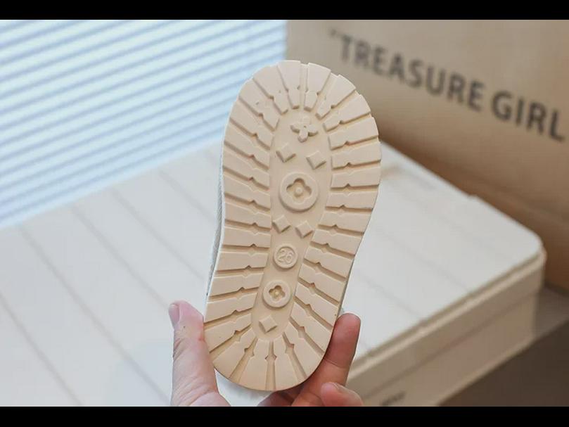 Cizme de zăpadă de iarnă pentru fete 2023: Piele și blană nouă, catifea plusată, model mare din bumbac pentru copii