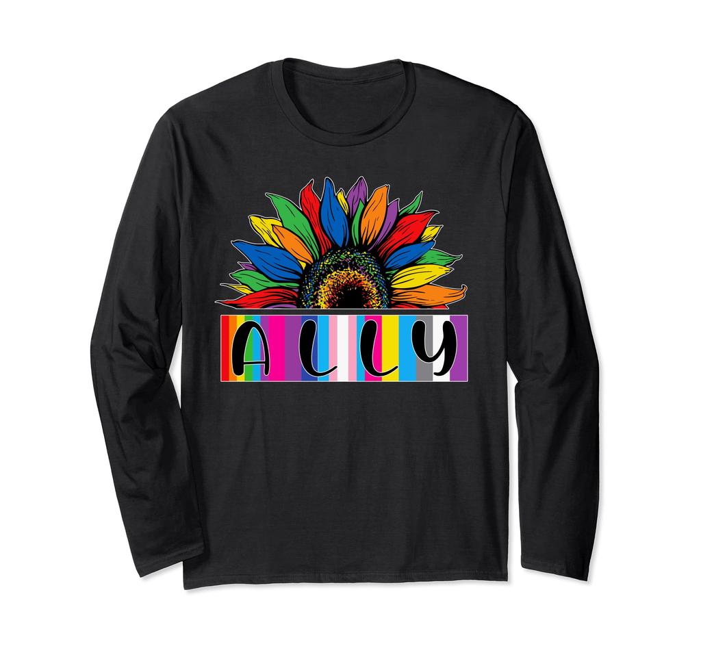 Ally Sunflower LGBT Best Friend Colorful Rainbow Pride Moon Long Sleeve T-Shirt