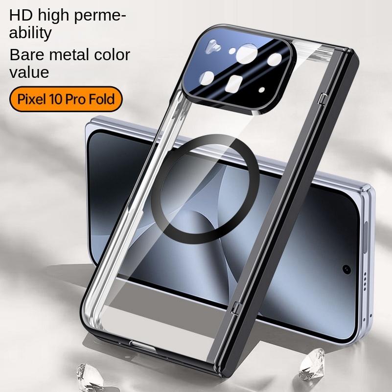 With Magsafe Magnetic Transparent Screen Tempered Glass Protector Case For Google Pixel 10 Pro Fold Spring Hinged Back Cover