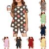 Sommer-Outfit-Set für Mädchen Polka-Dot-Print Kurzarm-Oberteil mit Rüschensaum und Shorts