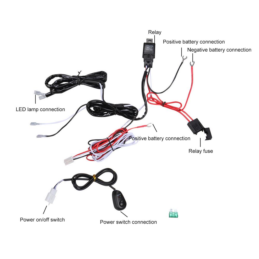 

Professional Wiring Harness Kit Loom For LED Work Driving Light Bar With Fuse Relay 12V 40A