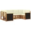 Corner Sofa Set with Cushions 5 Pcs Natural and Cream