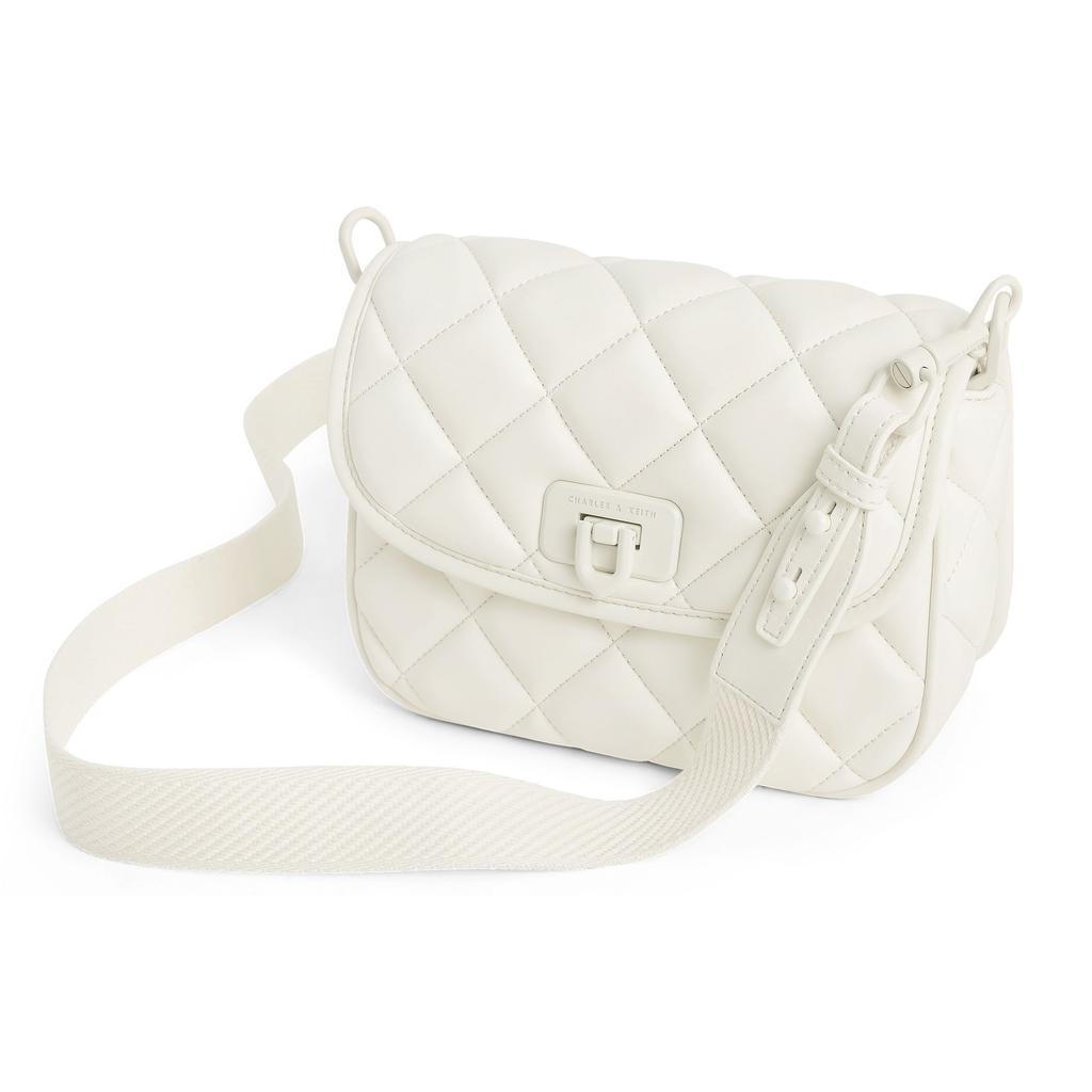Charles & Keith Quilted Multi-Use PU Fabric Shoulder Crossbody Bag Women bags Black Cream Taupe CK2-80782260