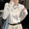 9 Cotton Elastane 1g, Round Neck Long-sleeved Shirt for Women's Spring, Autumn and Winter with Solid Color Basic T-shirt Ins