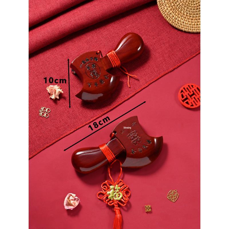 Peach Wood Deep Red Axe Pendant: Wedding Blessing for New Home & Bed-Pressing Ceremony