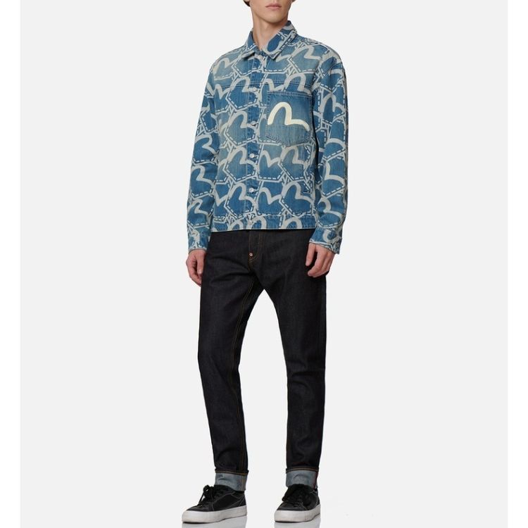 Evisu Full Print Seagull Denim Jacket Men Jackets Denim-Blue 2EAHTM2DJ722LFCT