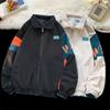 Lockere Jacke für Männer und Frauen, Retro-Stehkragen, langärmelig, Street-Baseballjacke, Mantel mit Farbblockierung, Liebhabermantel für Herbst und Winter