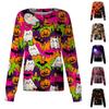 Women's Casual Long Sleeve Button Down Halloween Print Top for Costume Wear