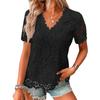 Summer New Arrival Elegant V-neck Short Sleeve Lace Top T-shirt